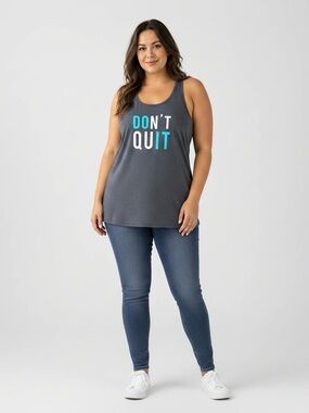 Women's Large 'Don't Quit' Motivational Racerback Sleeveless Workout Tank Top